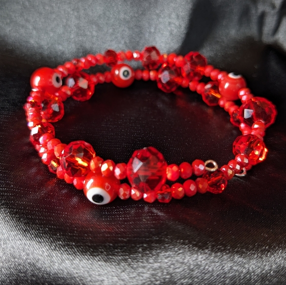 Red Good Luck Evil Eye Protection Amulet Bracelet Sparkly Handmade Abundance - Picture 9 of 10